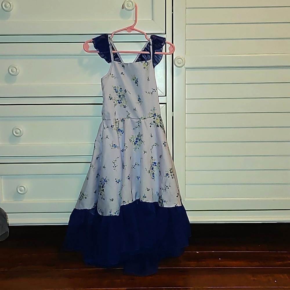 4t / 5y Mia belle hi low royal blue pin stripe dress